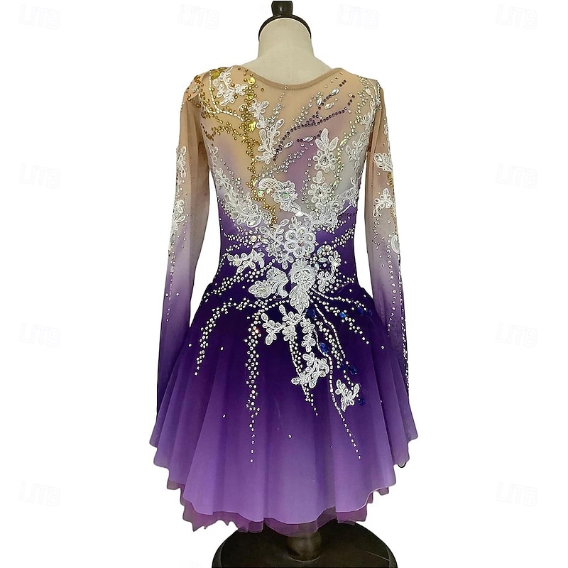 Women's Professional Figure Skating Dress Gradient Dance Gymnastics Dresses Girl Competition Ice Ballet Skating Wear2