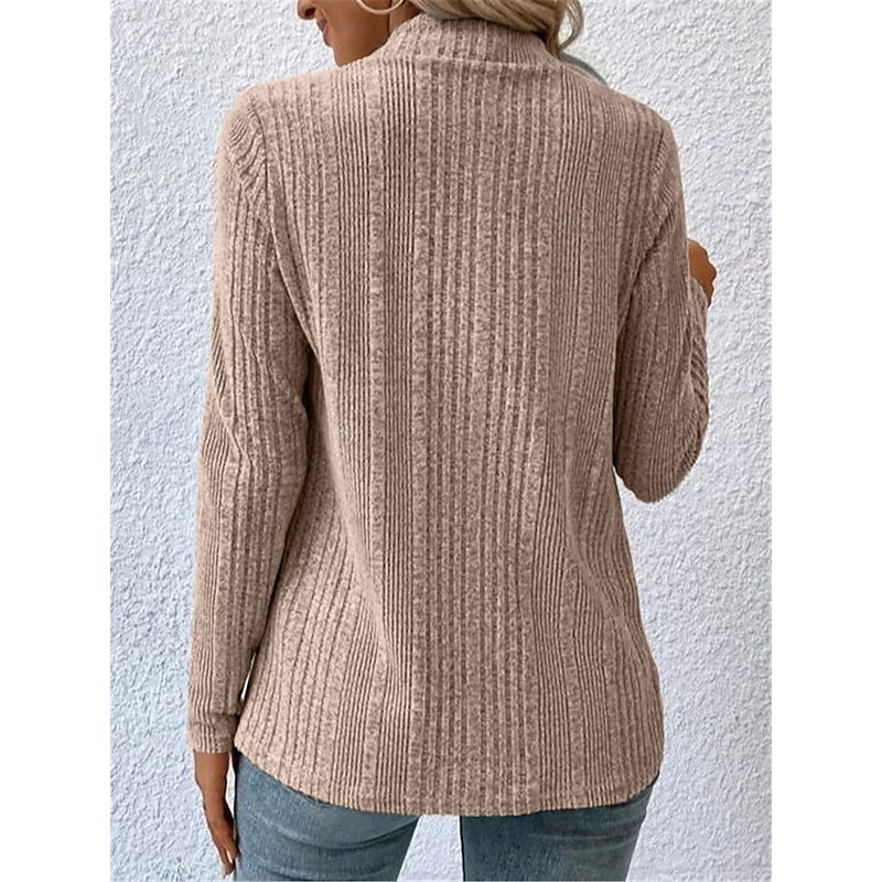 Women's Sweater Cardigan Casual Soft Pure Color Ribbed Open Front Knitted Long Sleeve Long Tops Knit Outdoor Daily Weekend Green Khaki Fall Winter2