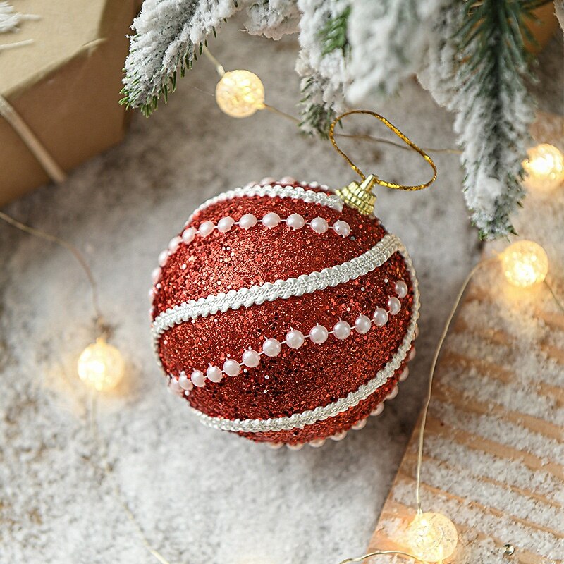 1pc Christmas Ball Ornament 8cm Glitter Baubles for Xmas Tree, Colorful Hanging Decorations for Holiday Décor4