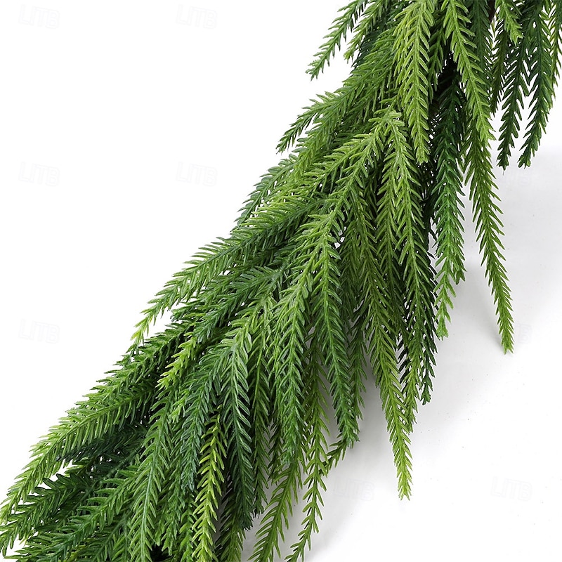 Christmas Garland Artificial Norfolk Pine Garlands, Real Touch Winter Pine Garland, Green Artificial Greenery Garland for Table, Mantle, Wall, Indoor, Outdoor Christmas Decorations3