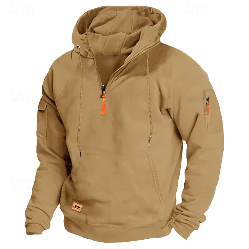 Men's Hoodie Quarter Zip Hoodie Black Red Navy Blue Royal Blue Khaki Hooded Plain Pocket Sports & Outdoor Daily Holiday Streetwear Cool Casual Winter Spring &  Fall Clothing Apparel Hoodies2