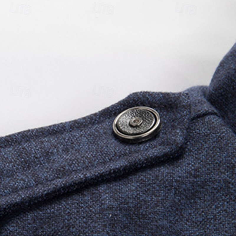 Men's Winter Jacket Fleece Jacket Casual Jacket Daily Vacation Thermal Warm Pocket Fleece Fall & Winter Plain Fashion Streetwear Stand Collar Regular Khaki Light Grey Dark Blue Dark Gray Jacket3