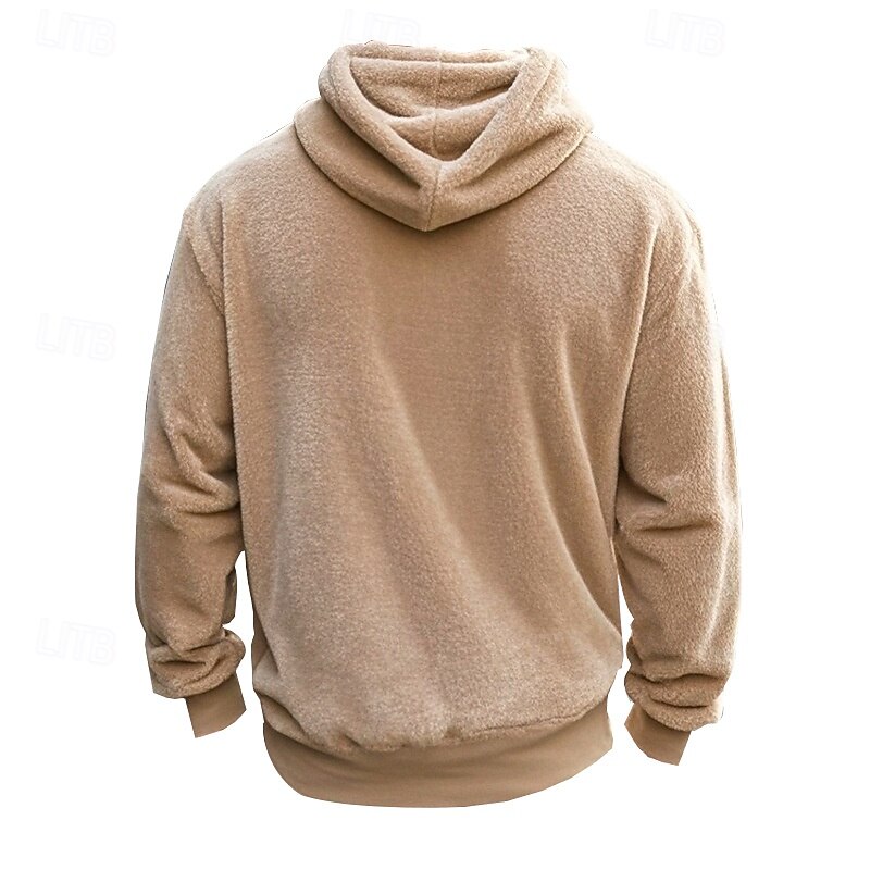 Men's Hoodie Pullover Hoodie Sweatshirt Black Navy Blue Blue Brown Khaki Hooded Plain Pocket Ribbed Front Pocket Sports & Outdoor Daily Holiday Polyester Streetwear Casual Spring &  Fall Clothing3