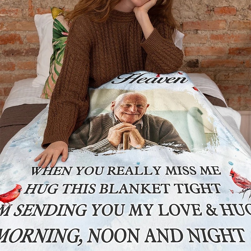 A Hug from Heaven Personalized Memorial Blanket Soft and Cozy Customized Memorial Throw Thoughtfully Designed for Comfort and Remembrance Ideal as a Heartfelt Gift or Keepsake2