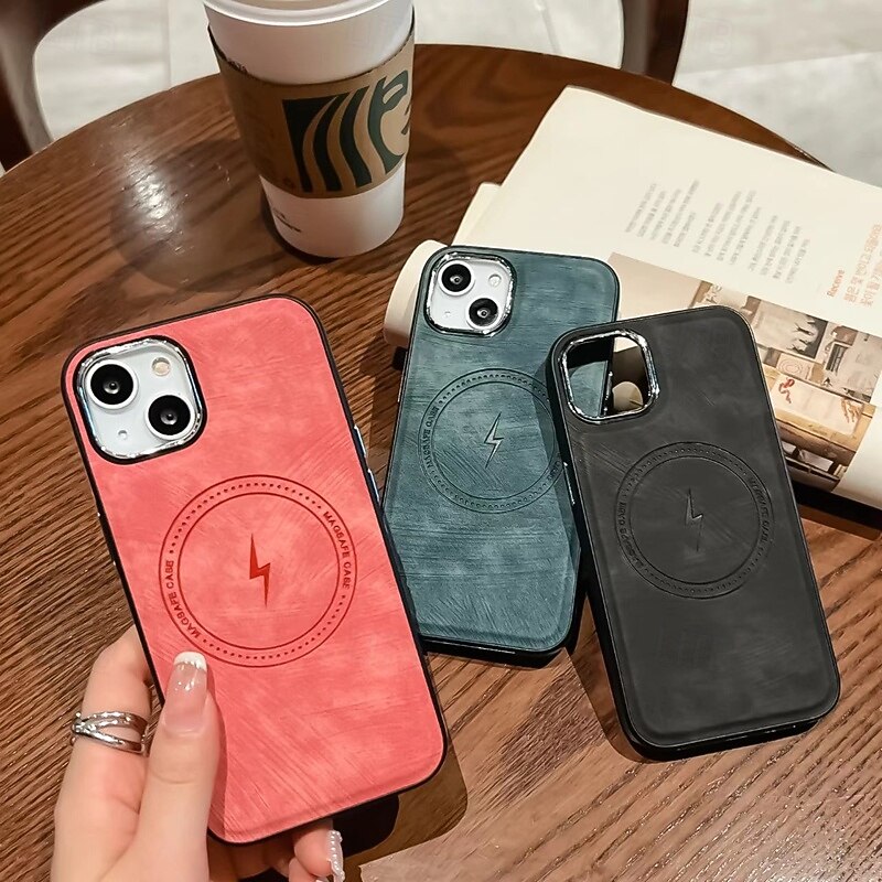 Phone Case For iPhone 16 15 14 Pro Max Plus 13 12 11 Pro Max Back Cover Magnetic Support Wireless Charging Shockproof Retro TPU PU Leather2