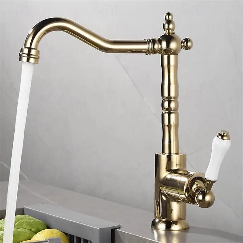 Kitchen Faucet 360 Swivel Antique Sink Faucet Mixer Tap Fashion Gold Sink Faucet Copper Hot and Cold Basin Tap3