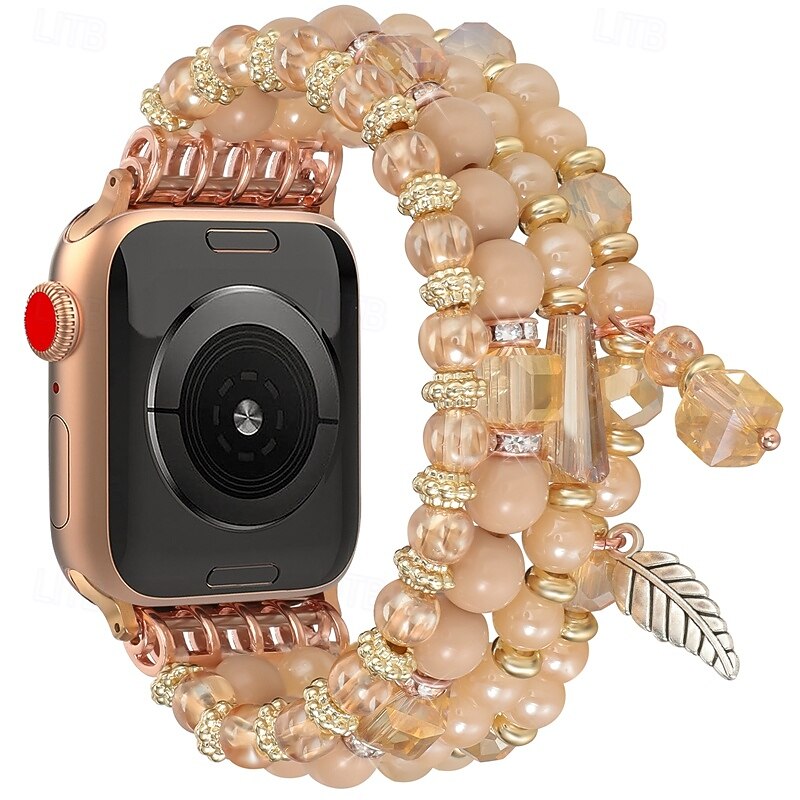 Sport Band Compatible with Apple Watch band 38mm 40mm 41mm 42mm 44mm 45mm 49mm Beaded Adjustable Breathable Beads Strap Replacement Wristband for iwatch Ultra 2 Series 9 8 7 SE 6 5 4 3 2 12
