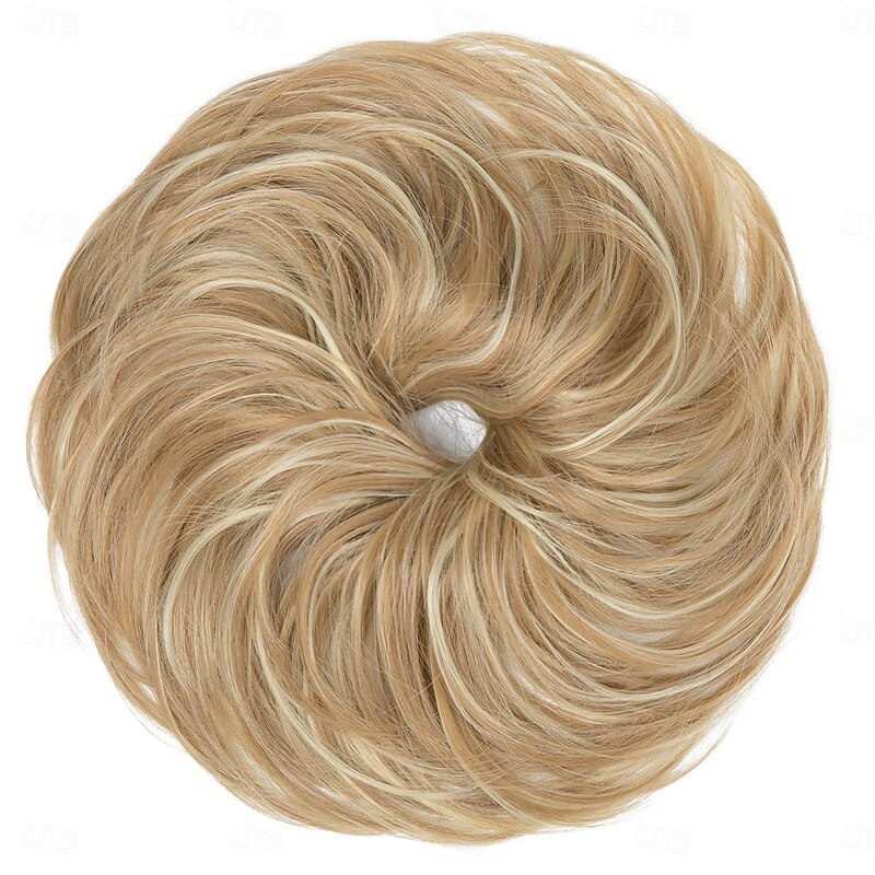Large Messy Bun Hair Piece Wavy Curly Scrunchies Synthetic Chignon Ponytail Hair Extensions Thick Updo Hairpieces for Women3