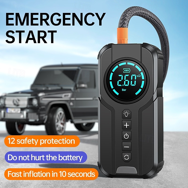 Car Multi-function Air Compressor Jump Starter Air Pump Convenient Tire Inflator Portable Battery Starter