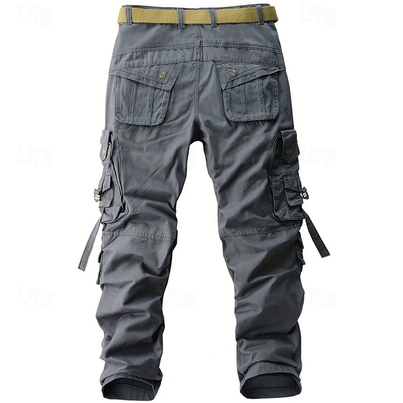 Men's Cargo Pants Trousers Buttons Multi Pocket Plain Wearable Outdoor Daily Camping & Hiking Fashion Classic ArmyGreen Black2