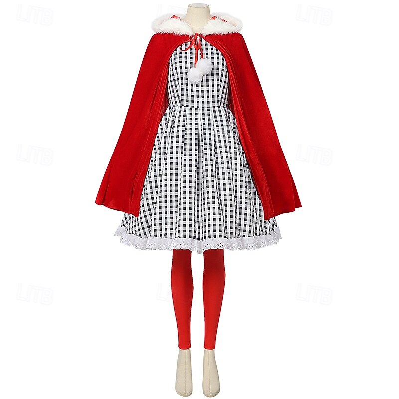 Santa Claus Mrs.Claus Outfits Cindy Lou Who Fancy Christmas Dress Santa Suits Cosplay Costumes Women's Christmas New Year Christmas Eve Christmas Adults Christmas New Year Eve Dress Belt Hat2