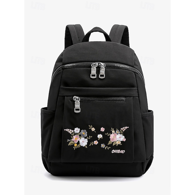 Women's Floral Embroidered Backpack – Casual Canvas Design with Multiple Pockets, Ideal for Travel and Daily Use4