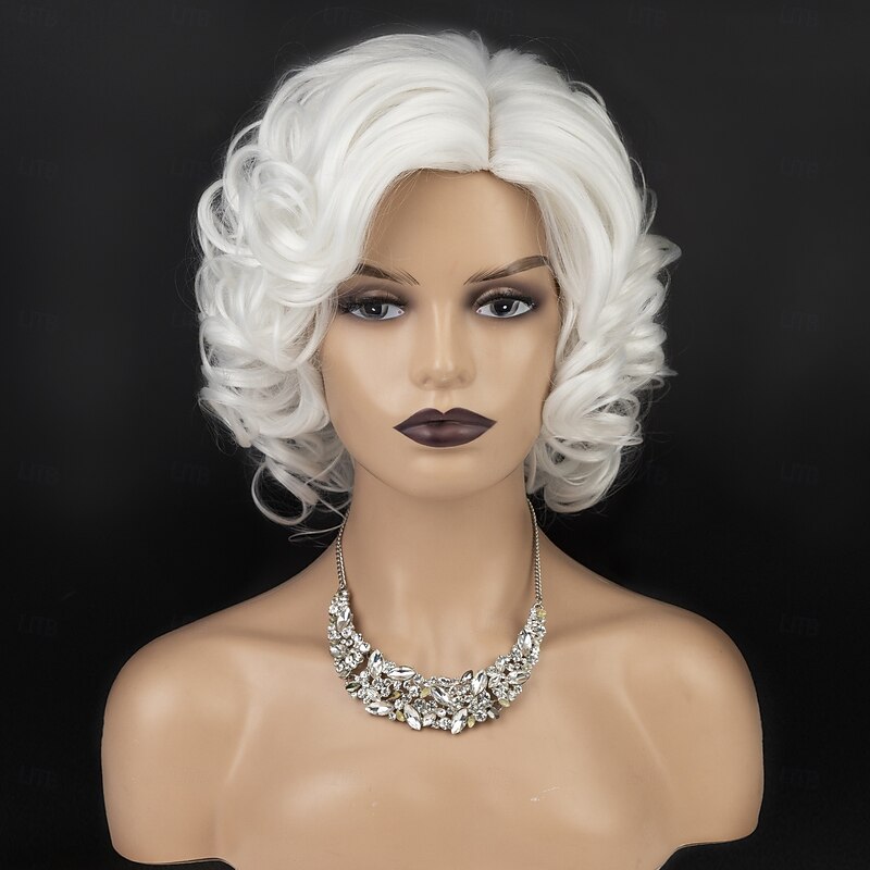 Synthetic Wig Curly Asymmetrical Wig Short Light golden White Orange Brown Multi Color Synthetic Hair Women's Fashionable Design Soft Natural White Brown Multi-color3