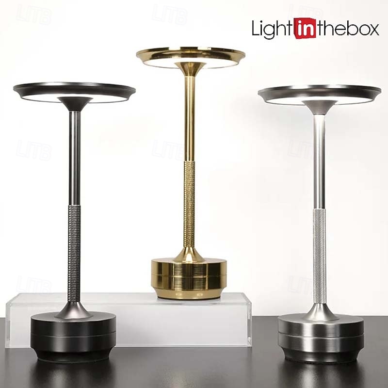 Aluminum Wireless Table Lamp Led Tri-color Touch Dimming Rechargeable Desktop Night Light LED Lamp for Restaurant Hotel Bar Bedroom Decor Lighting2