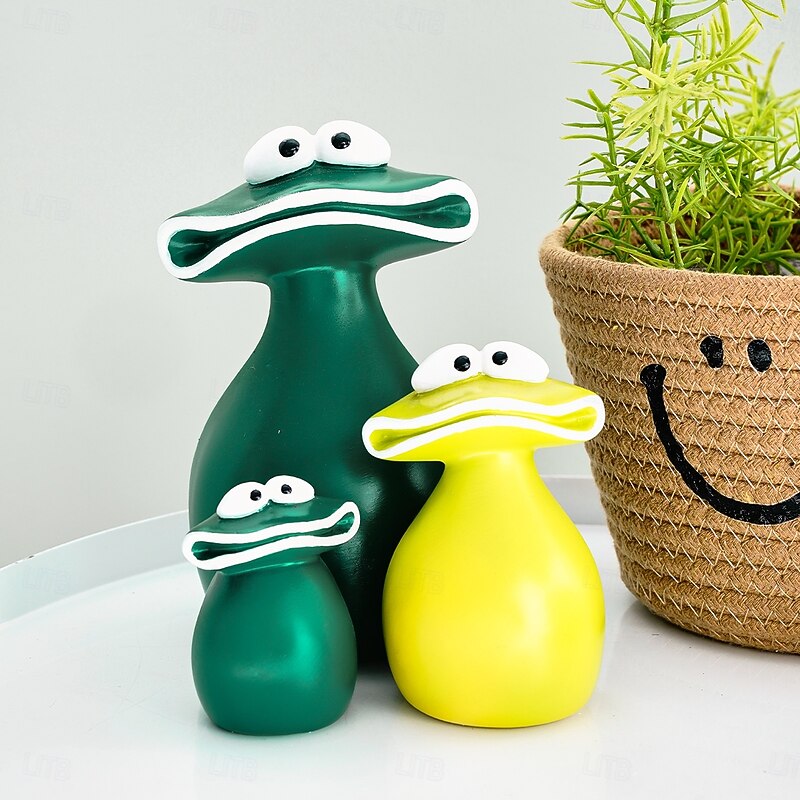Resin Sculpture of Three Frogs - Sad Big Mouth Frog Statue Decoration, Resin Frog Animal Decoration for Garden and Home.3