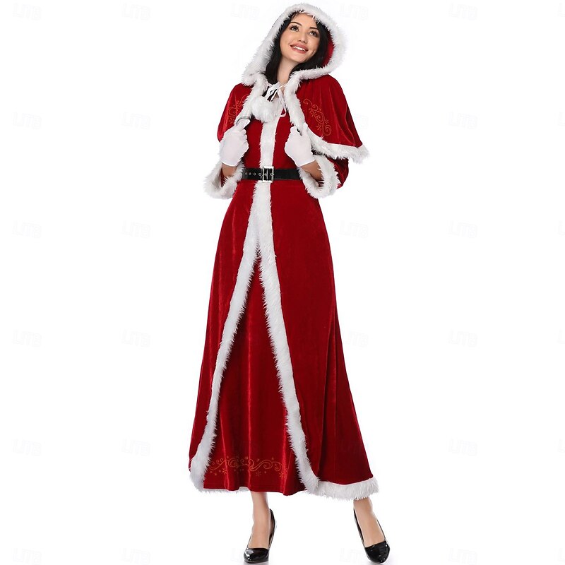 Santa Suit Santa Claus Mrs.Claus Christmas Dress Santa Clothes Sexy Costumes Santa Hat Women's Sexy Cosplay Costume Adults Christmas Masquerade Christmas Party Dress Gloves Belt Hat3