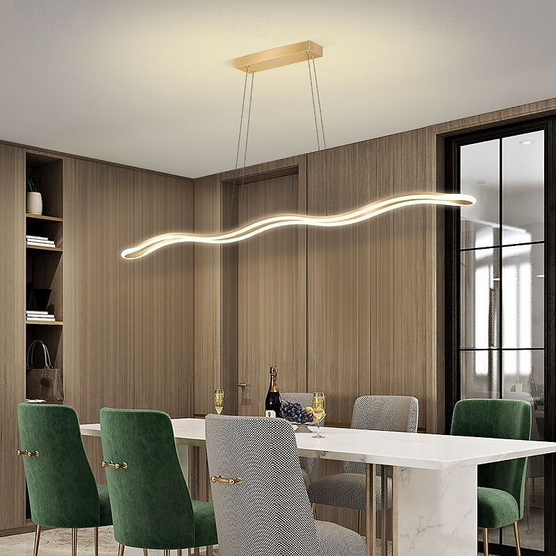 Pendant Light Wave-Shape Dining Table Ceiling Hanging Lamps Modern LED Chandelier Ceiling Lights Fixture Simple Decor Suspended Lamp for Dining Room 100cm 220-240V3