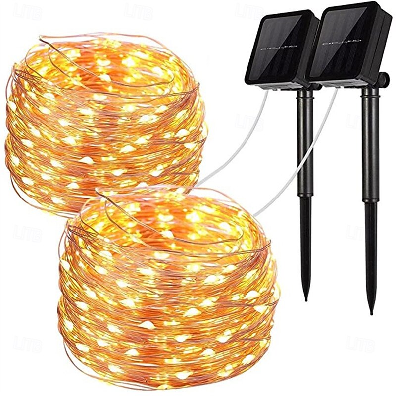 1/2pcs Solar LED String Light, Waterproof Outdoor Garden Fairy Lights, Twinkle LED Lamp for Christmas Party Decorations3
