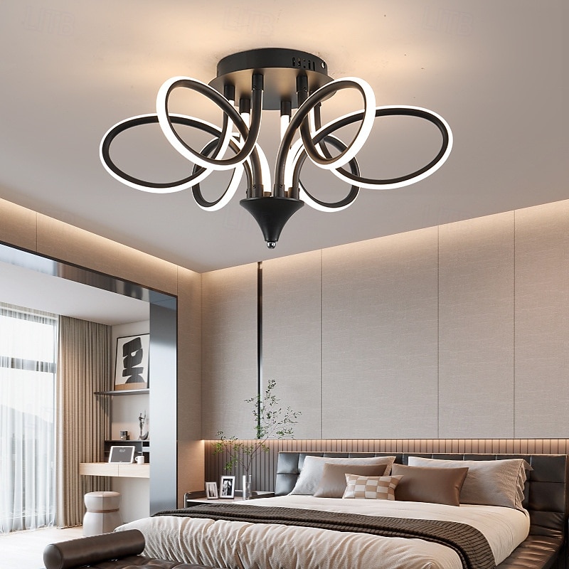 Nordic Style Ceiling Light Dimmable Lustre 6 Lights Chandelier Flower Design LED Ceiling Light Ceiling Lamp 220-240V