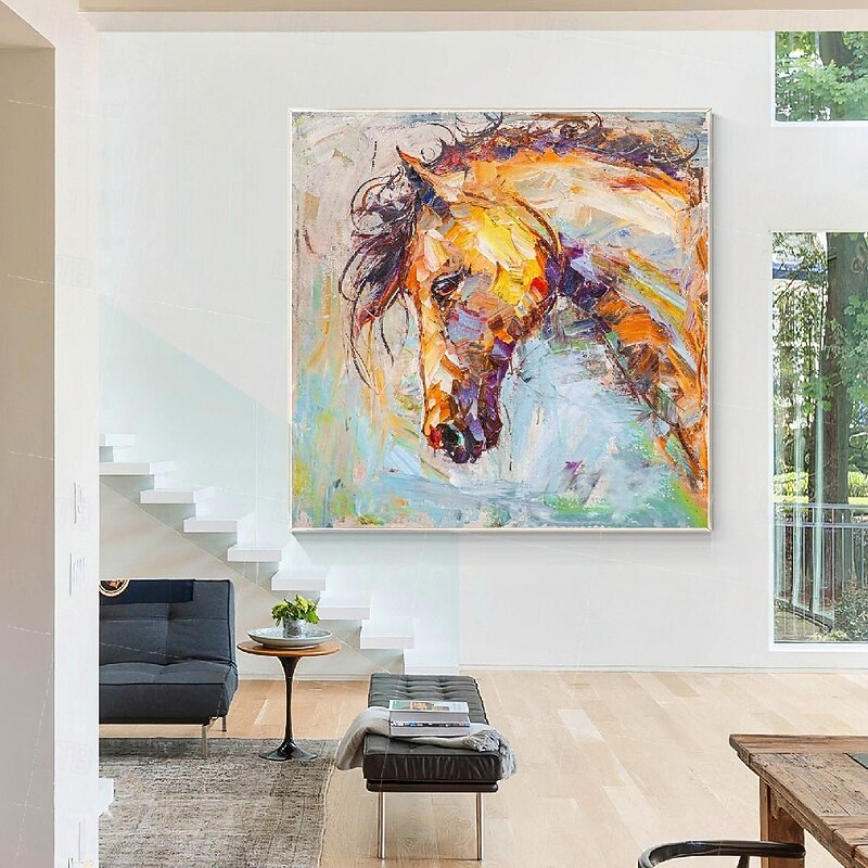 Cow Animals oil painting 100% Hand Painted Textured cow Painting Abstract colorful animal Oil Painting Wall Decoration cow painting for Living Room Office decoration Wall artwork3