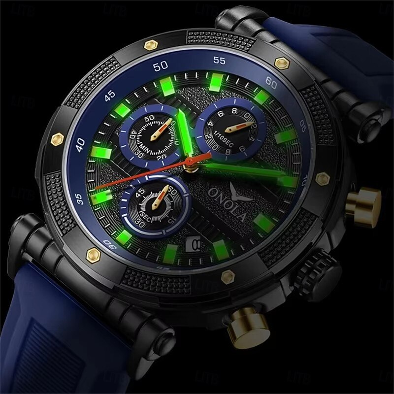 ONOLA Men Watches Multifunctional Luminous Calendar Quartz Watches Sports Waterproof Mens Watch ON68594