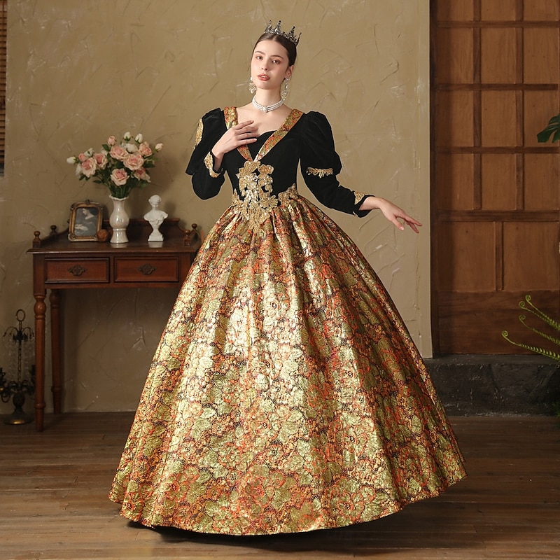 Gothic Rococo Vintage Inspired Dress Cosplay Wigs Party Costume Princess Shakespeare Solid Color Ball Gown Fancy Dress Women's Royal Halloween Carnival Valentine's Day Party Evening Party Masquerade2