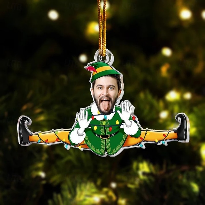 Personalized Photo Christmas Ornaments Acrylic 2D Custom Funny Christmas Custom Face Family Friends Christmas Tree Ornaments Xmas Decoration Hanging Pendant Gifts3