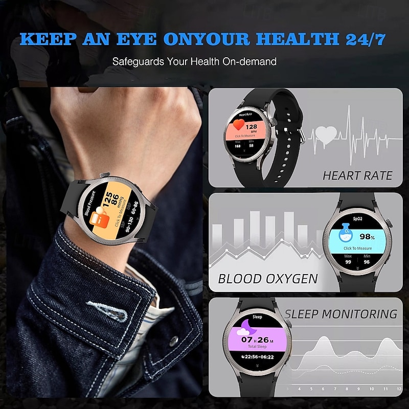 696 ZM34 Smart Watch 1.39 inch Smart Band Fitness Bracelet Bluetooth Pedometer Call Reminder Sleep Tracker Compatible with Android iOS Women Men Hands-Free Calls IP 67 40mm Watch Case3