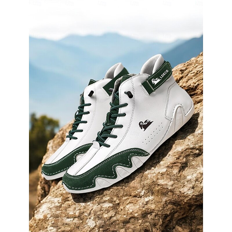 Women's Pink and White High-Top Sneakers - Casual Athletic Shoes with Lace-Up Closure and Velcro Strap, Perfect for Sporty and Everyday Wear