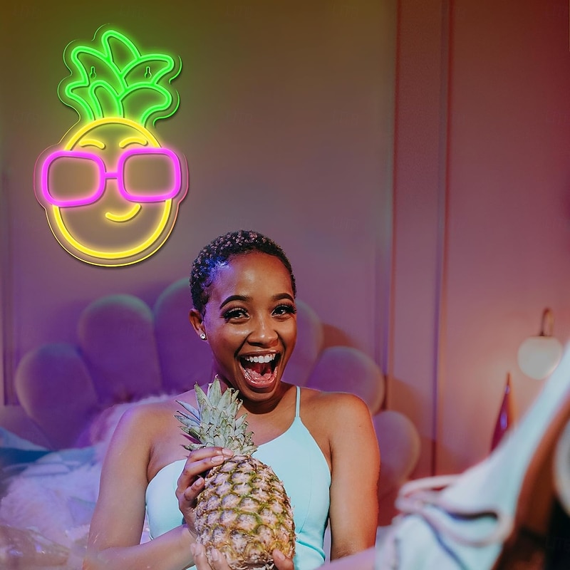 Pineapple Neon Sign Light, USB Powered LED Neon Light for Aesthetic Home Decor, Wedding, Bedroom, Party, Teen Room & Shop Wall Decoration3