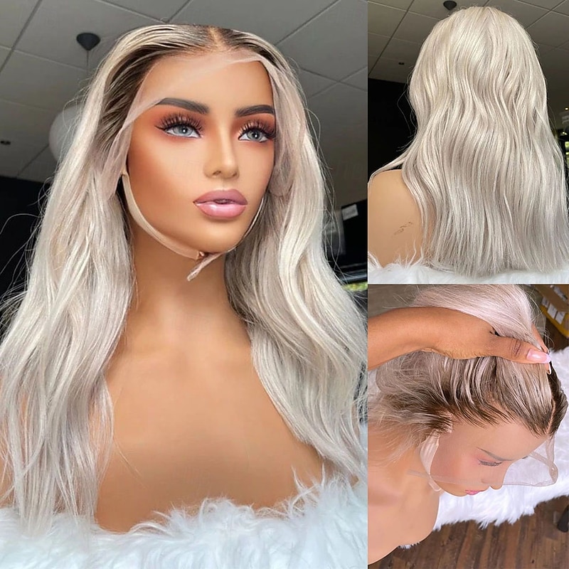 Human Hair 13x4 Lace Front Wig Short Bob Brazilian Hair Wavy Multi-color Wig 130% 150% Density Ombre Hair Natural Hairline 100% Virgin Glueless For Women Short Human Hair Lace Wig