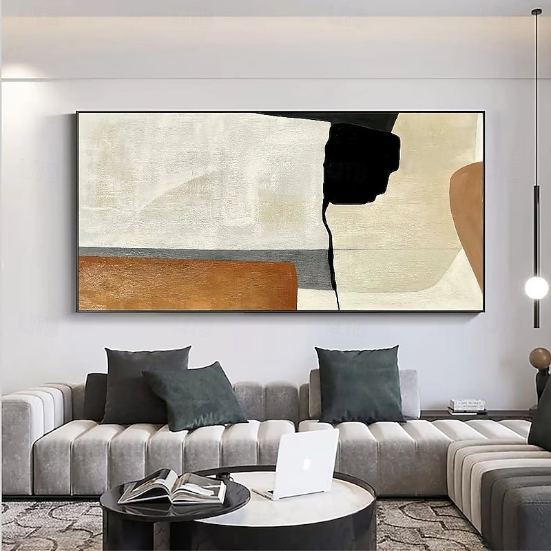 Beige Wabi Sabi painting hand painted Wall Art Black Beige Abstract Painting Large Brown Minimalist art Wall Art Beige Textured Canvas Painting Neutral Wall Decor2