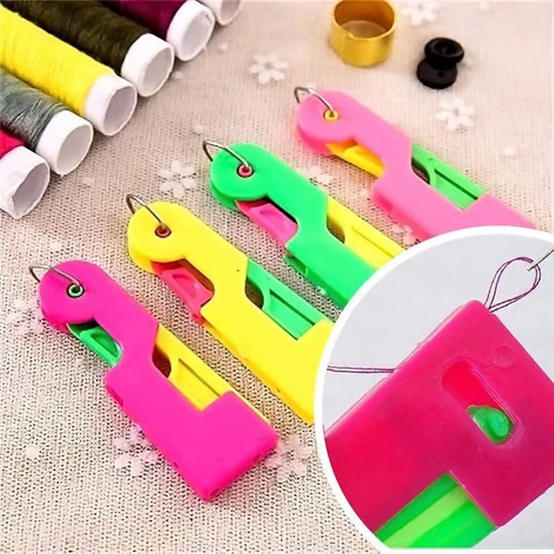 3/6pcs Automatic Needle Threader, 2025 New Sewing Machine Needle Threader, Plastic Needle Threaders, Automatic Needle Threading Device for Sewing Embroidery