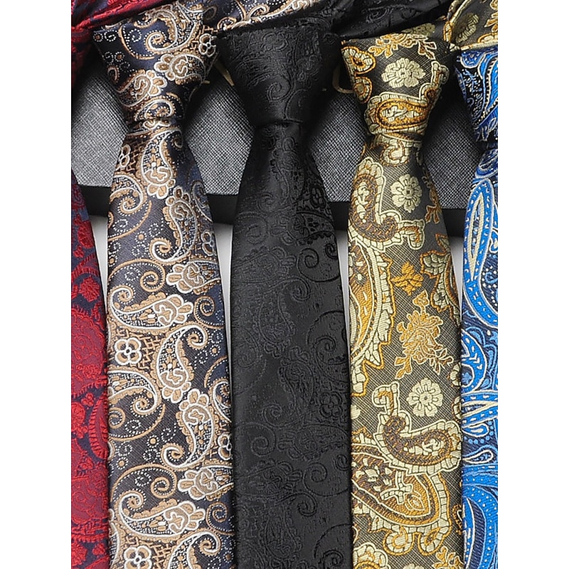 Men's Paisley Faux Silk Tie – Classic Vintage-Style Floral Pattern Necktie for Formal and Business Attire2