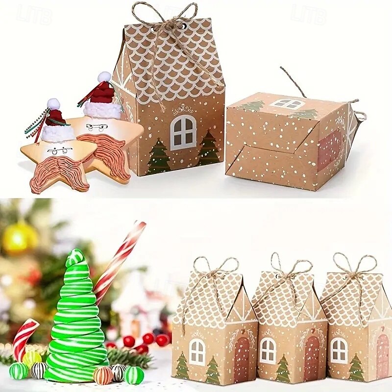 20pcs Mini Kraft Paper Christmas Candy Boxes - Adorable Gift Bags for Party Favors Tree Decorations Wedding Presents & Holiday Celebrations for Christmas Gifts2