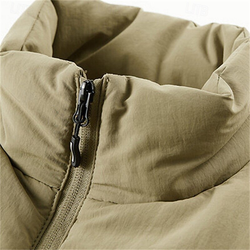 Men's Fishing Vest Daily Casual Spring &  Fall Pocket Polyester Comfortable Solid Color Zipper Stand Collar Black Khaki Dark Blue Dark Gray Vest4