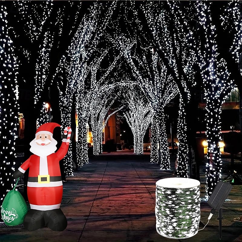 50M-500Leds/100M-1000Leds Outdoor High Brightness Copper Wire Light String Large Solar Panel Courtyard Eaves Christmas Trees Balconies Fences Holy Festival Atmosphere Decorative Light String2