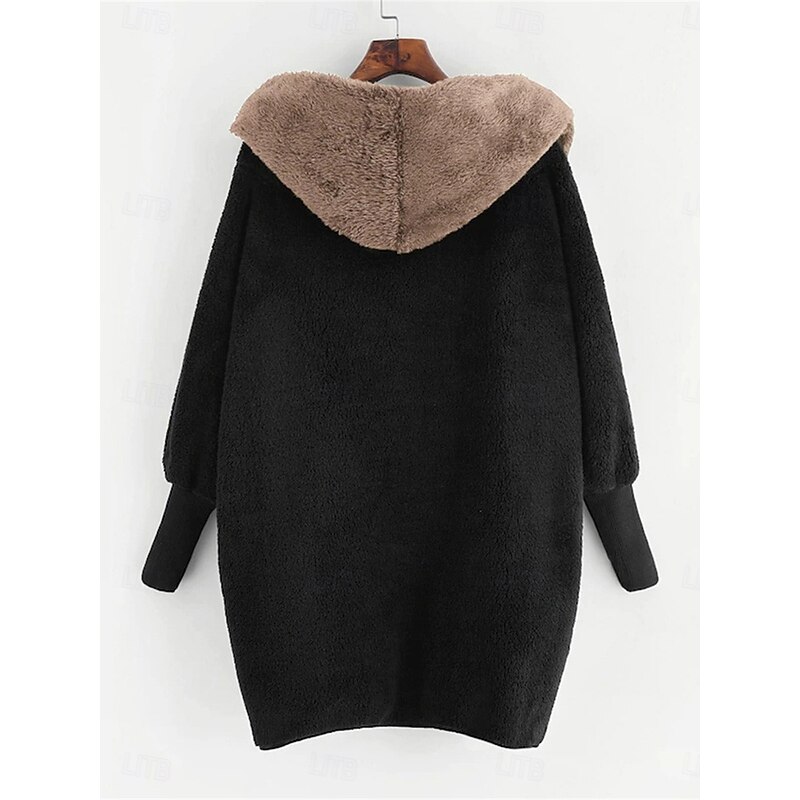 Women's Fleece Jacket Teddy Coat Hoodie Jacket Warm Breathable Fleece Lined Casual Plain Vacation Street Daily Wear Going out Open Front Regular Hoodie Regular Fit Long Sleeve Outerwear White Green2