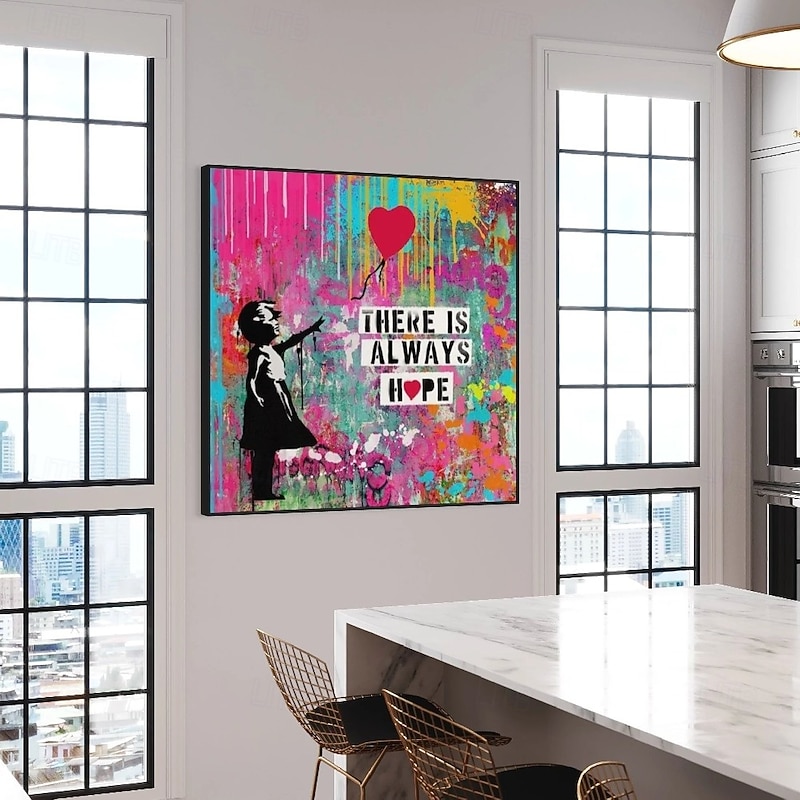Graffiti art Hand Painted abstract Art Graffiti Cute Girl Painting Canvas Wall Art Painting pop art oil painting Wall Art street art painting for Living Room Bedroom Entrance Wrapped Canvas painting2
