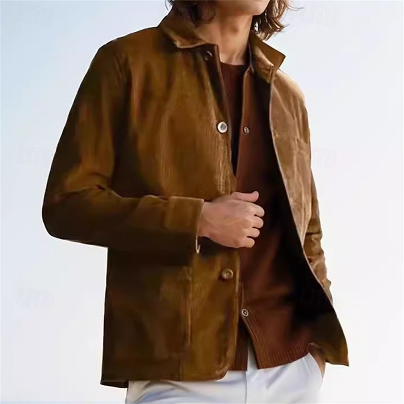 Men's Shirt Flannel Shirt Black khaki Army Green Gray Long Sleeve Plain Lapel Vacation Hawaiian Button-Down Clothing Apparel Polyester Fashion Casual Comfortable3