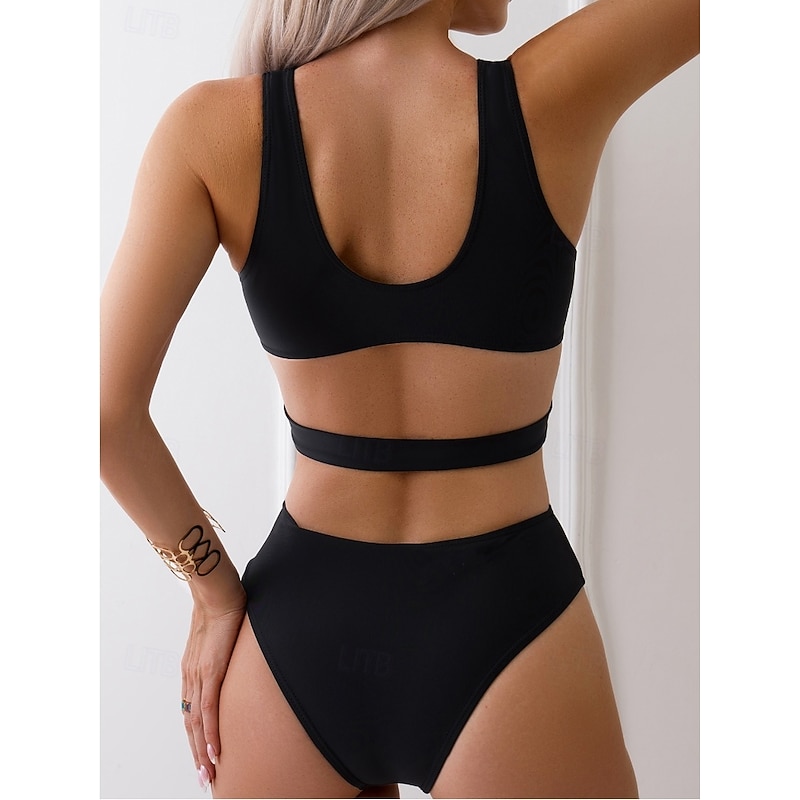 Women's Swimwear One Piece Swimsuit Elegant Plain Sleeveless Bathing Suits2