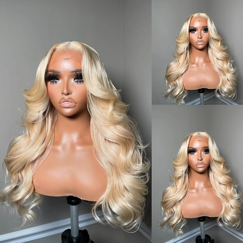 Unprocessed Virgin Hair 5x5 Closure Wig Free Part Brazilian Hair Wavy Blonde Wig 130% 150% Density Smooth 100% Virgin For Women Long Human Hair Lace Wig