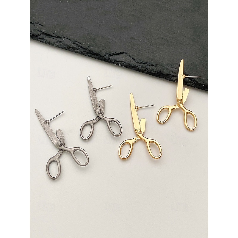 Quirky Scissor Shaped Earrings - Trendy Fashion Statement Jewelry for Women - Fun and Edgy Accessory4