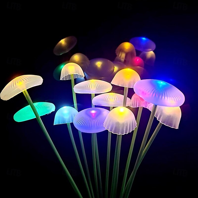 Solar Mushroom Shaped Plug-in Lights, 6/8/10 Head Warm Radiant Outdoor Decorative Lights for Halloween, Christmas, Wedding and Festivals 2/4 Pcs3