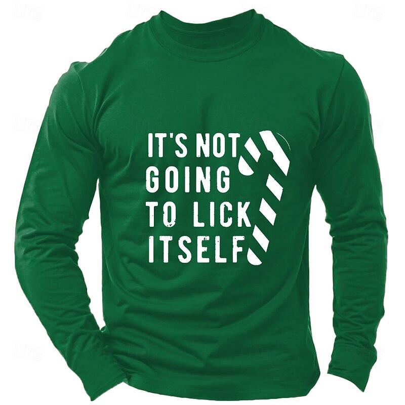 Christmas Men's Letter Printed funny christmas T Shirt 100% Cotton Long Sleeve Graphic Shirt Black Red Green Comfortable Tee Fashion Designer Clothing3