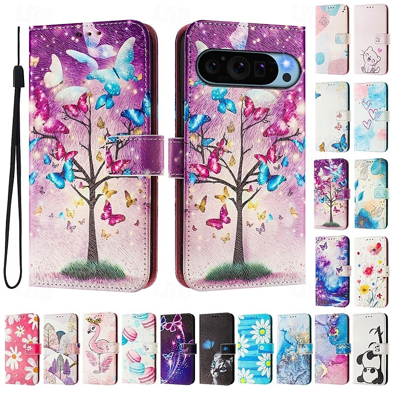 Phone Case For Google Pixel 9 Pro Pixel 9 Pro XL Pixel 8 Pro Pixel 8 Pixel 9 Pixel 7 Pixel 7 Pro Pixel 6 Pixel 6 Pro Wallet Case with Stand Holder Magnetic Full Body Protective Retro TPU PU Leather