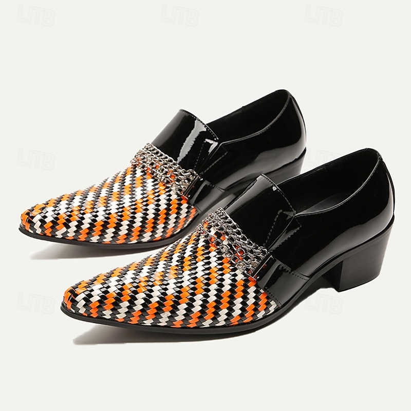 Men's Patent Leather Woven Loafers – Stylish Slip-On Dress Shoes for Parties, Stage, and Formal Events2