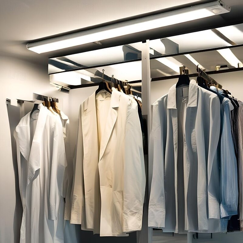 Under Cabinet Lighting, Ultra-Thin Sensor LED Cabinet Lights, Wireless Magnetic, Human Body Induction, Rechargeable, for Cabinets, Wardrobe, 10/20/30/40cm