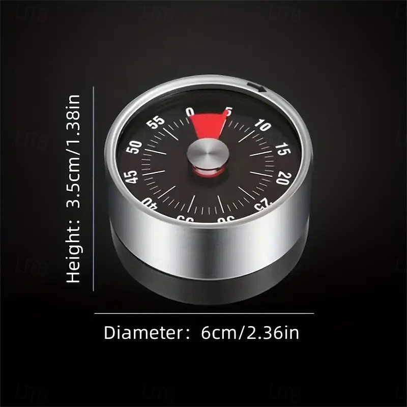 Stainless Steel Mechanical Kitchen Cooking Timer Magnet Round Shape 60 Minutes Countdown Cooking Clock Alarm Time Reminder3