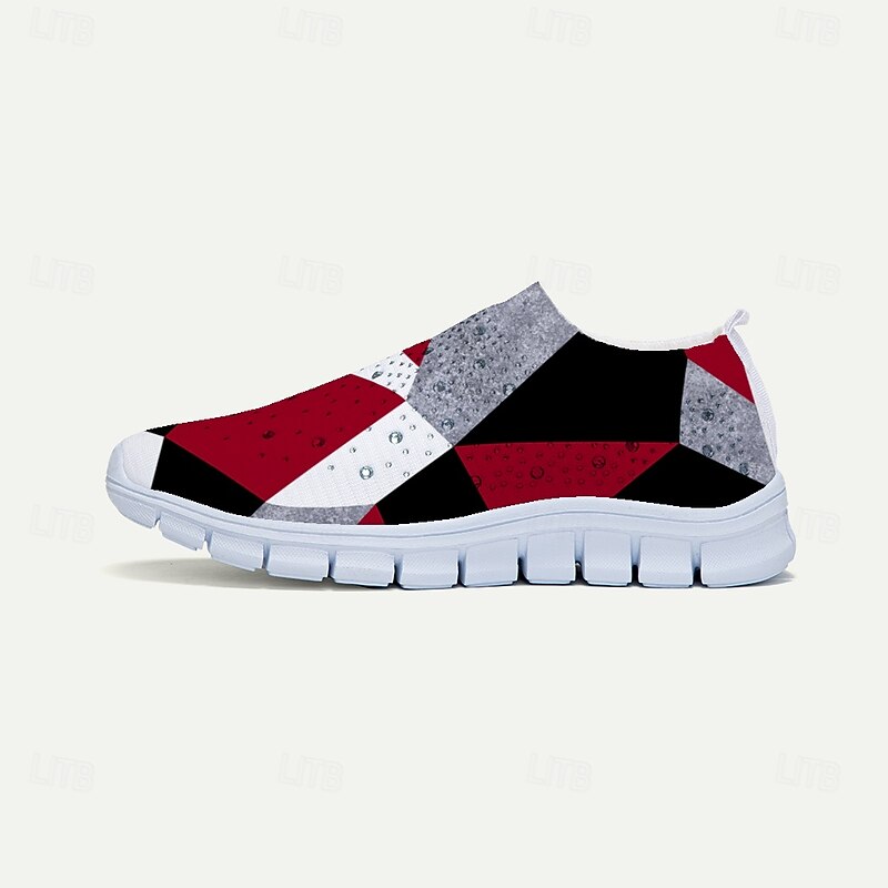 Women's Abstract Art Print Slip-On Sneakers - Breathable Flyknit Casual Shoes for Everyday Wear and Comfort4